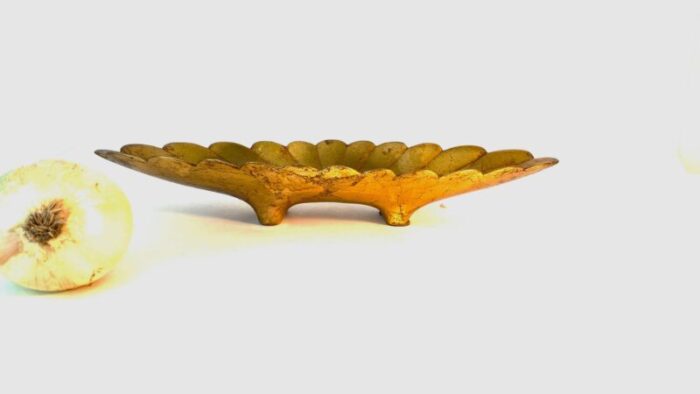 1960s mid century vintage anthony freeman mcfarlin scalloped gold console dish ceramics 568 2981