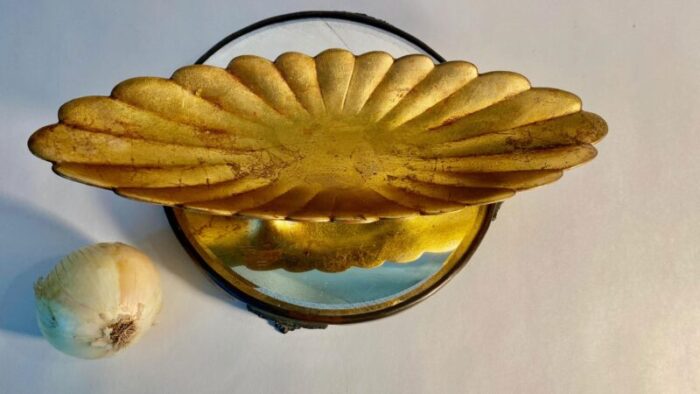 1960s mid century vintage anthony freeman mcfarlin scalloped gold console dish ceramics 568 5338