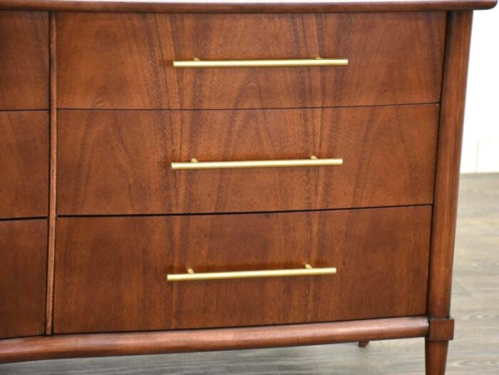 1960s refinished walnut and brass mid century dresser 2974