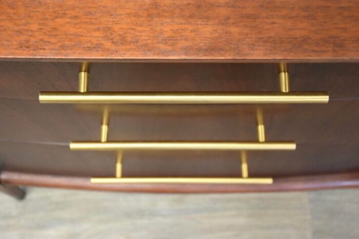 1960s refinished walnut and brass mid century dresser 7077