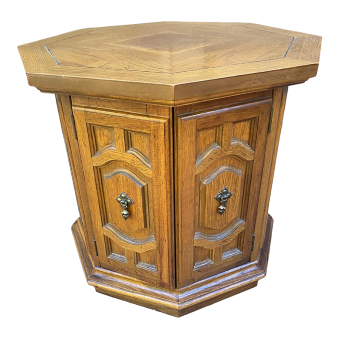 1960s thomasville octagonal side table cabinet 4120