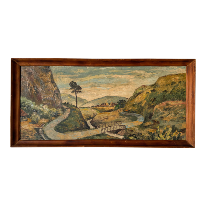 1960s vintage hill country landscape oil painting signed 7291