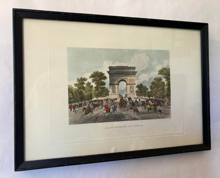 1970s arc de triomphe paris france lithograph framed 8439