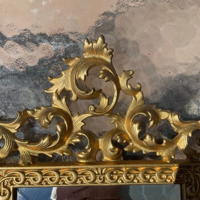 1970s french rococo style beveled mirror with bronze frame 3265