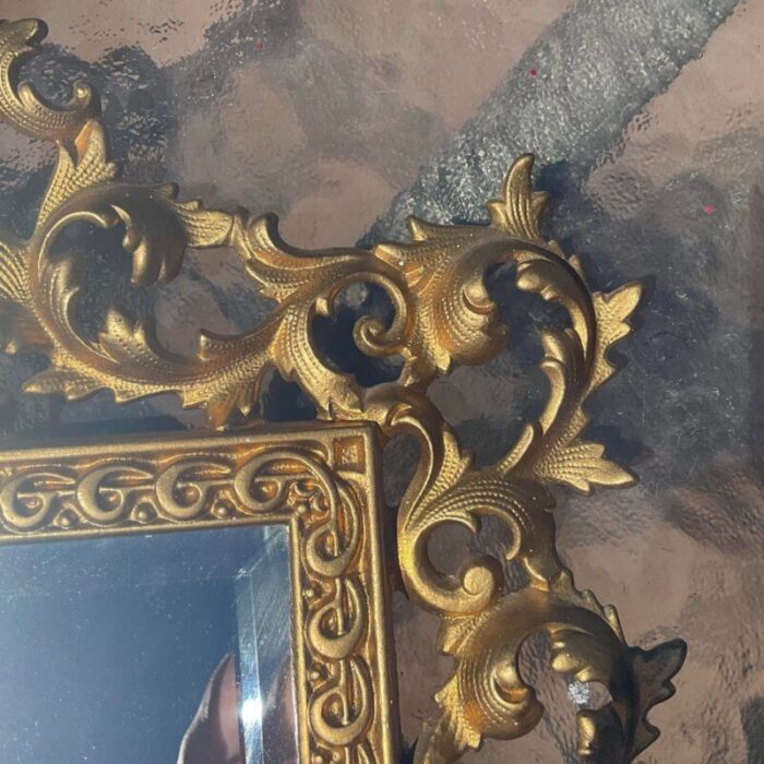 1970s french rococo style beveled mirror with bronze frame 5319