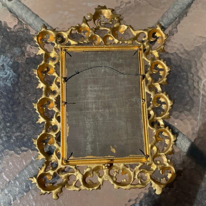 1970s french rococo style beveled mirror with bronze frame 6927