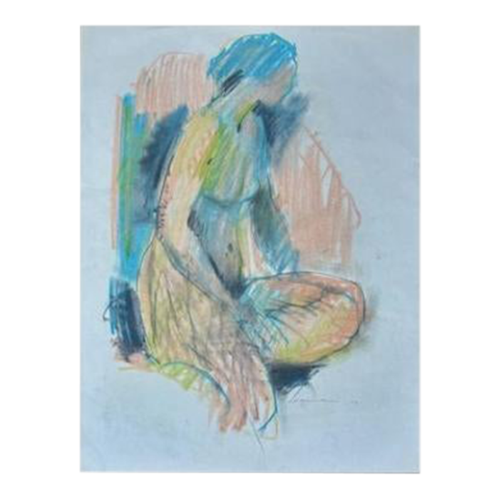 1970s jack meanwell figural nude woman oil pastel 0079