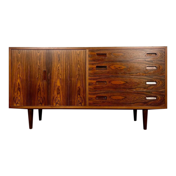 1970s mid century danish modern brazilian rosewood asymmetrical credenza by poul hundevad 8372