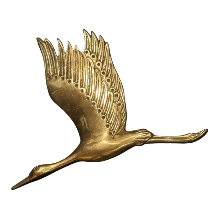 1970s mid century modern two brass heron in flight wall decor 4584