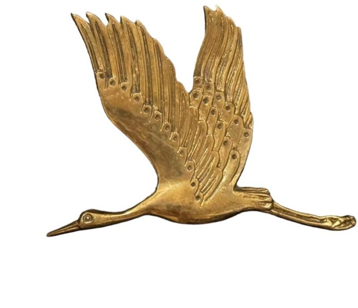 1970s mid century modern two brass heron in flight wall decor 4913