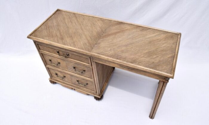 1970s organic modern pencil reed rattan writing desk 9383