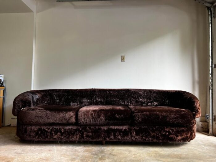 1970s schweiger teddy bear sofa in brown crushed velvet 9908