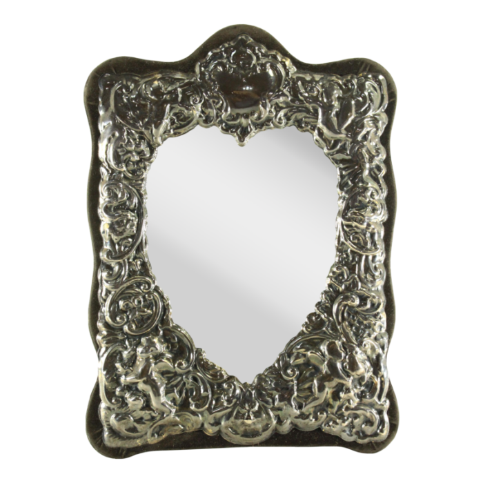 1970s silver repousse picture photo frame belle epoque rococo taste heart shape 2001