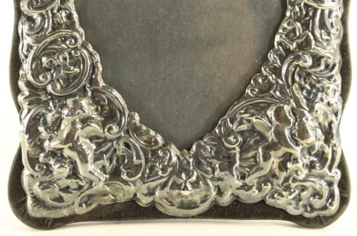 1970s silver repousse picture photo frame belle epoque rococo taste heart shape 9539