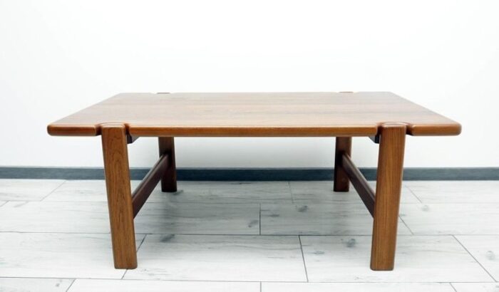 1970s stylish coffee table made of vintage solid teak wood after professional renovation 6531