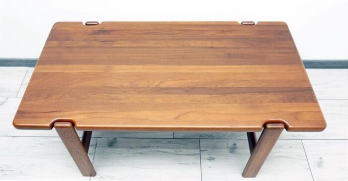 1970s stylish coffee table made of vintage solid teak wood after professional renovation 8214