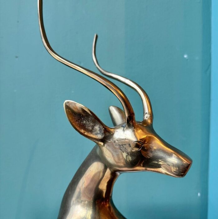 1970s vintage brass sitting gazelle statue 3866