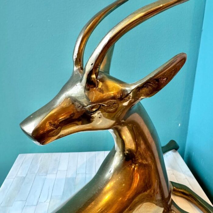 1970s vintage brass sitting gazelle statue 6251