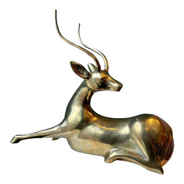 1970s vintage brass sitting gazelle statue 8817