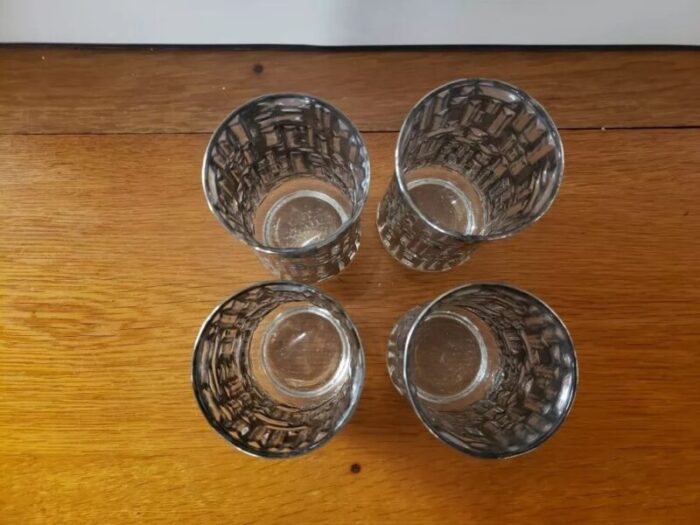 1970s vintage libbey brutalist platinum artica tumblers highball bar glasses set of 4 6737