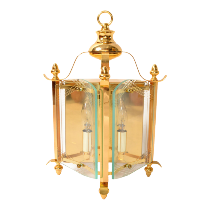 1980s american lighting fixture 2 light brass cut glass wall sconce hallway light 8329