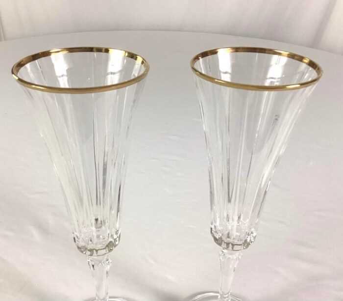 1980s fluted gold rimmed champagnes novecento by royal crystal rock a pair 6632