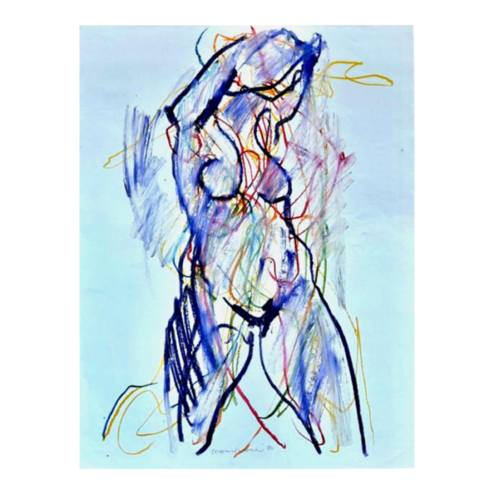 1980s jack meanwell figural nude woman oil pastel 3311