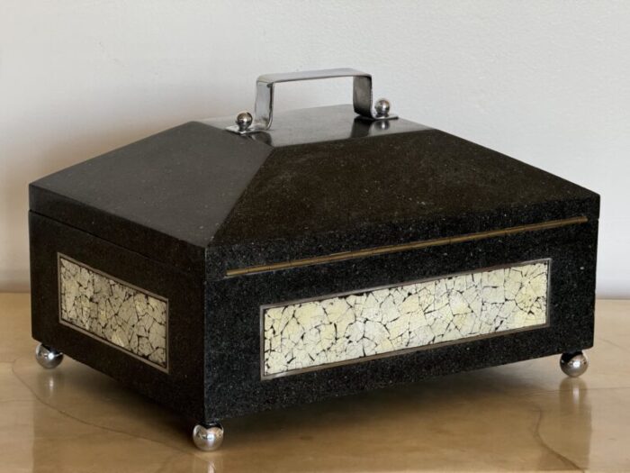 1980s maitland smith attributed stone and nickel box 3583