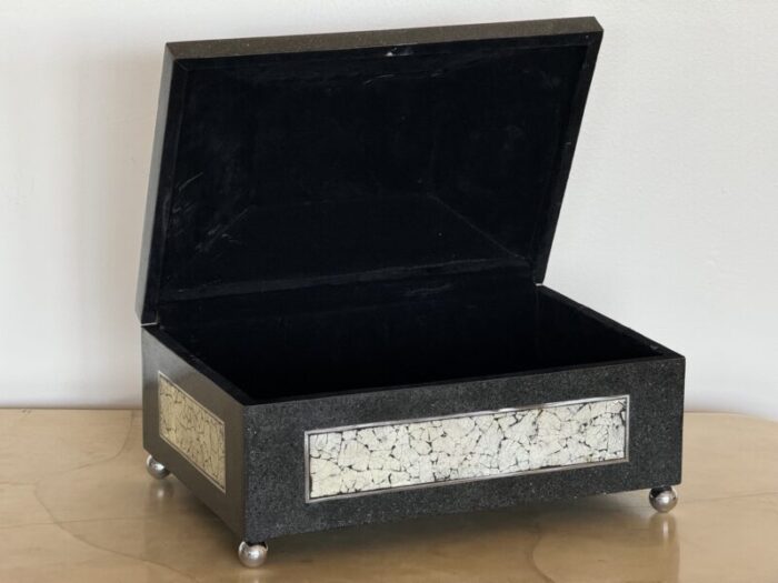 1980s maitland smith attributed stone and nickel box 5212