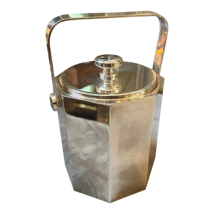 1980s modernist silver plated metal octagonal italian ice bucket 1332