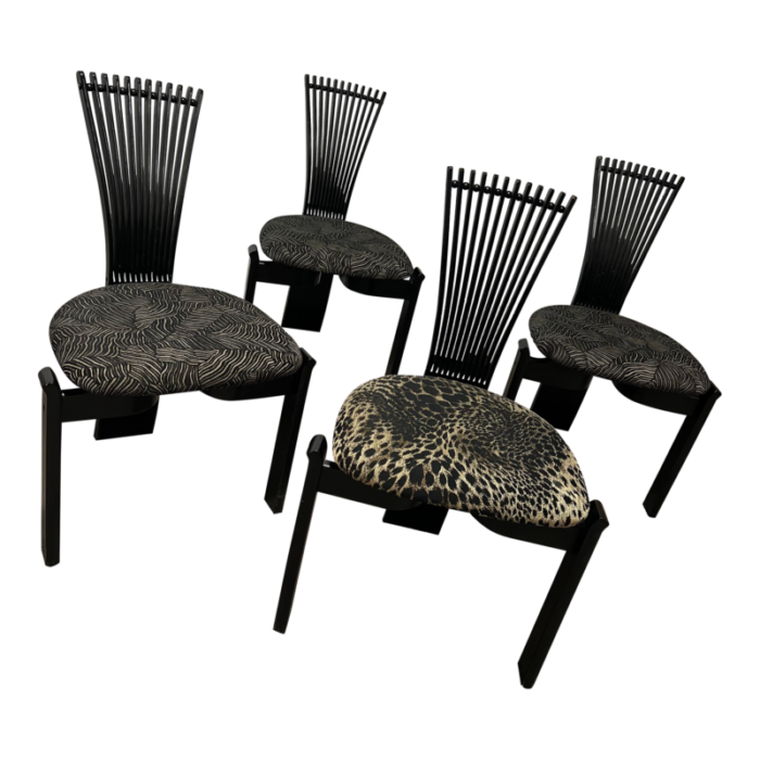 1980s post modern memphis style low profile totem chairs by torstein nilsen for westnofa set of 4 0940