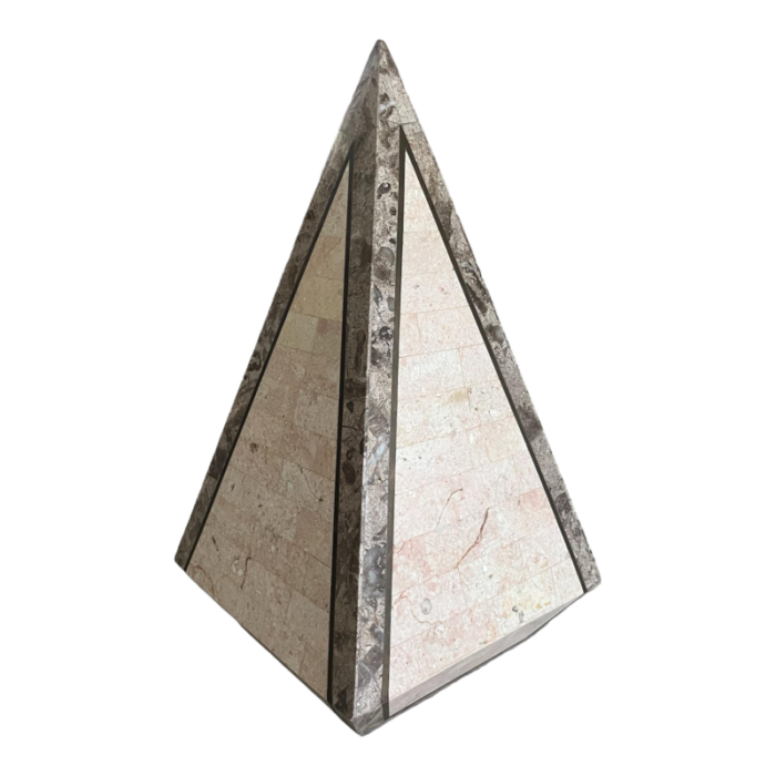 1980s tessellated stone pyramid with brass inlay 8432