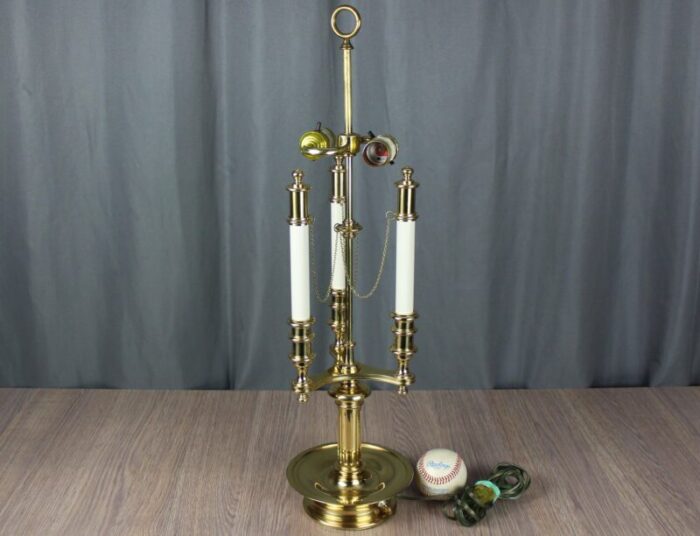 1990s french bouillotte style brass table lamp ingrid froehlich with double socket 0180