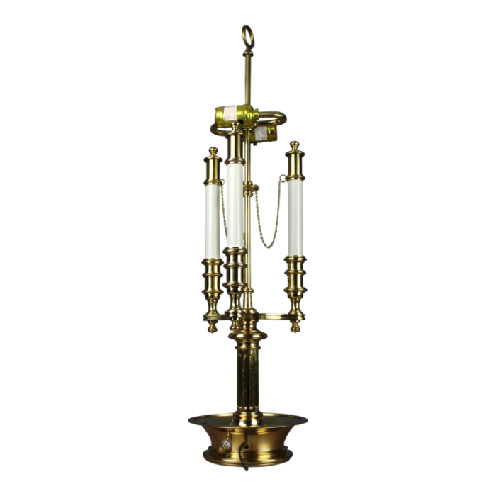 1990s french bouillotte style brass table lamp ingrid froehlich with double socket 1168