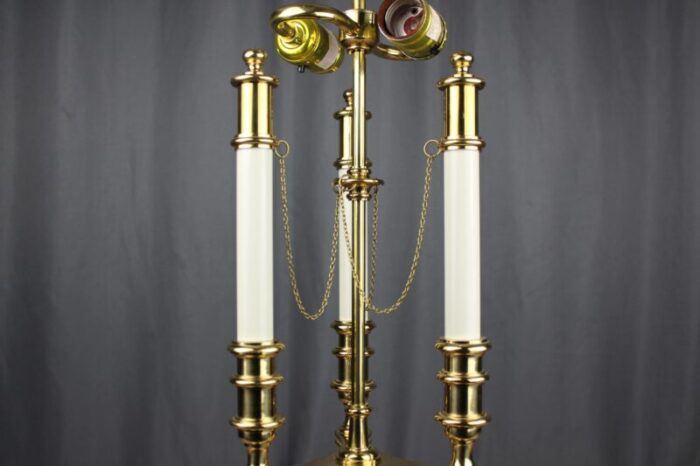 1990s french bouillotte style brass table lamp ingrid froehlich with double socket 4943