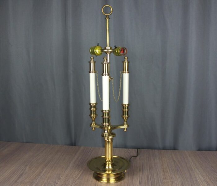 1990s french bouillotte style brass table lamp ingrid froehlich with double socket 5783