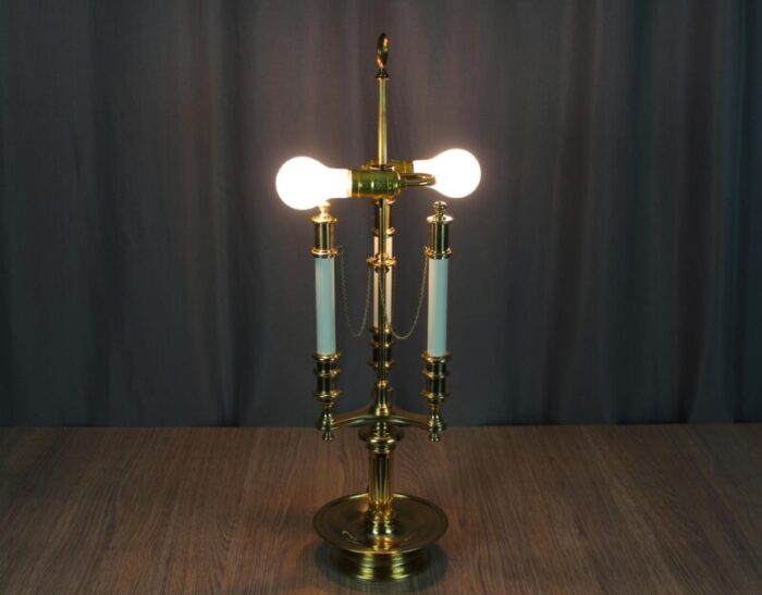 1990s french bouillotte style brass table lamp ingrid froehlich with double socket 6723