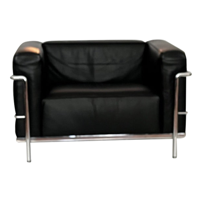 1990s lc3 grande modele armchair by le corbusier for cassina black leather 2679