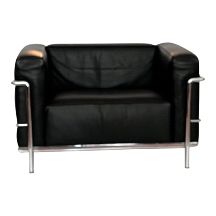 1990s lc3 grande modele armchair by le corbusier for cassina black leather 4649