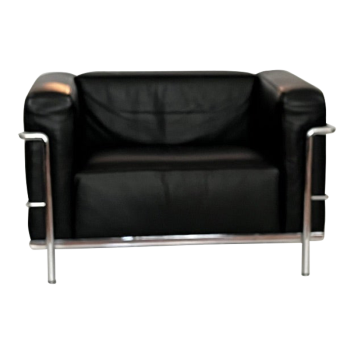 1990s lc3 grande modele armchair by le corbusier for cassina black leather 8836