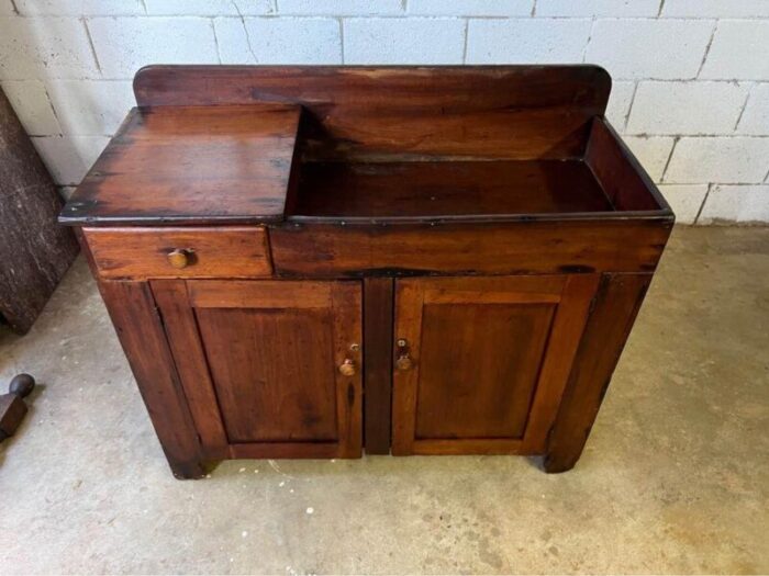 19th century antique primitive country solid pine dry sink washstand cabinet 3198