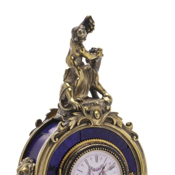 19th century austrian silver lapis lazuli clock vienna 1890s 4