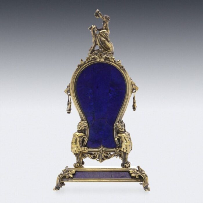 19th century austrian silver lapis lazuli clock vienna 1890s 5