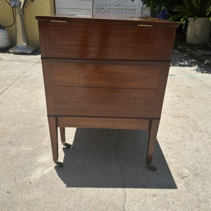 19th century english mahogany vanity 5 drawer 6 interior compartments adjustable mirror 3101