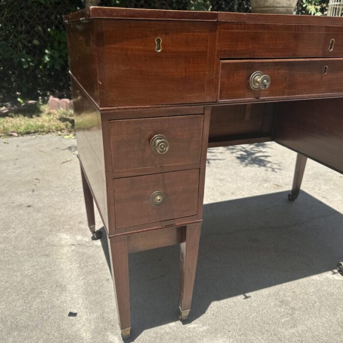 19th century english mahogany vanity 5 drawer 6 interior compartments adjustable mirror 3260