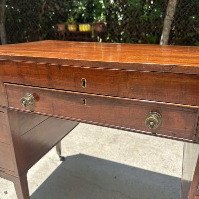 19th century english mahogany vanity 5 drawer 6 interior compartments adjustable mirror 4391