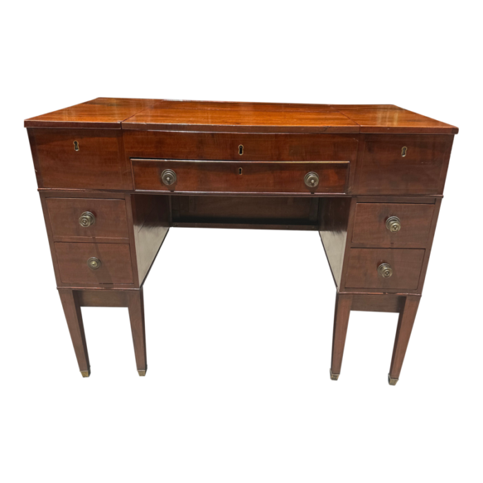 19th century english mahogany vanity 5 drawer 6 interior compartments adjustable mirror 6484