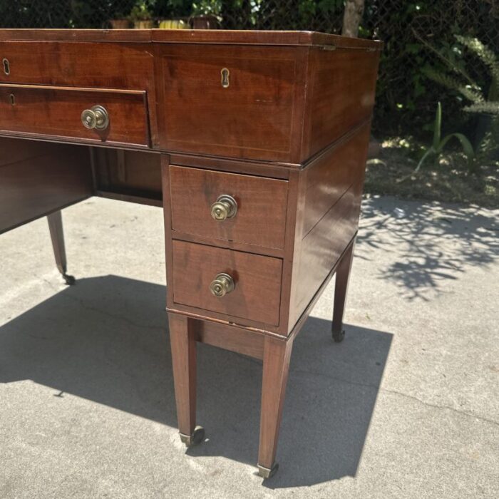 19th century english mahogany vanity 5 drawer 6 interior compartments adjustable mirror 6496