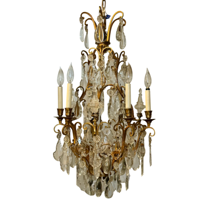 19th century french dore bronze and crystal chandelier 2428