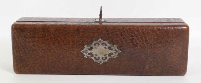 19th century french leather glove box 0703